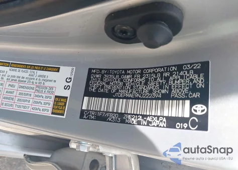 2022 Toyota Corolla Le из США, поврежденный, VIN JTDEPMAE9NJ222394